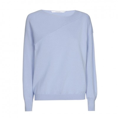 Xandres - ANISSA  29366-01-4311 - Licht blauwe trui met asymmetrisch ribdetail